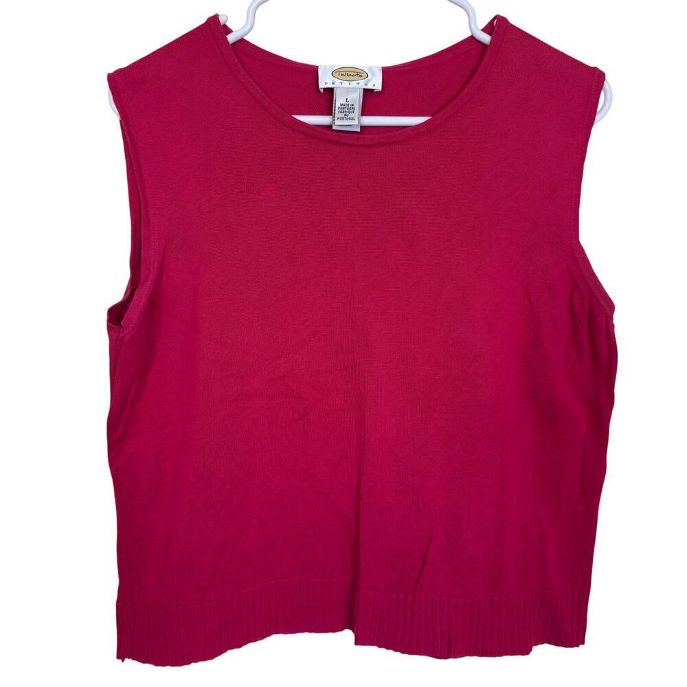 Talbots Sleeveless Shell Sweater Ribbed Hem Pinkish Red Knit Tank Top Large